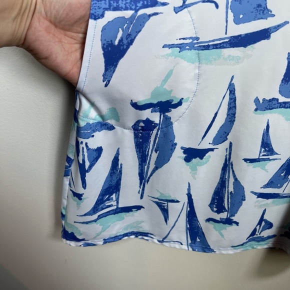 Ana Clare Active Women's Sleeveless Sailboat Dress White Blue Mini 1/4 Zip Large - Picture 4 of 9